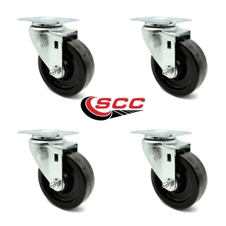 Service Caster 4 Inch Phenolic Wheel Swivel Top Plate Caster Set SCC-20S414-PHS-4